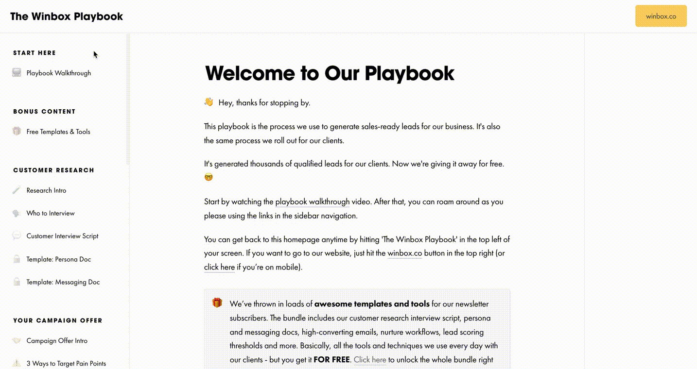 gif showing user navigating the playbook